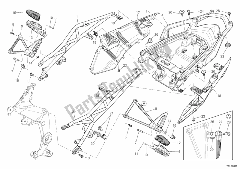 Toutes les pièces pour le Cadre Arrière Comp. Du Ducati Multistrada 1200 S Touring USA 2011